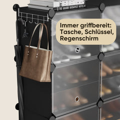 Sekey Schuhschrank Schwarz – Modulares Stecksystem, stabil & platzsparend, ideal für Flur & Kleiderschrank Sekey