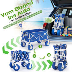 Sekey Bollerwagen faltbar mit Luftreifen 23×10 cm – Strand Bollerwagen klappbar bis 200 kg, 200L Transportwagen für Strand, Camping & Familie, 4032