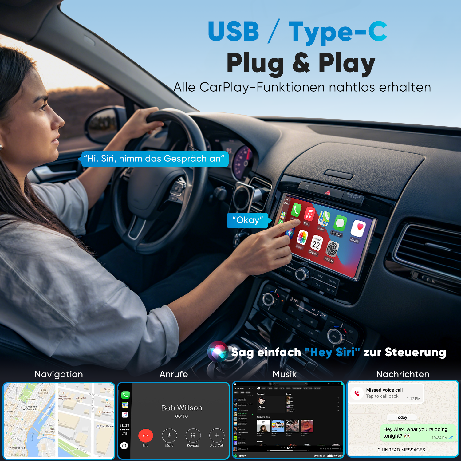 Salcar Kabelloser CarPlay Adapter für iPhone – 2025 Upgrade, Wireless USB Dongle für stabiles & unterbrechungsfreies CarPlay, kompatibel mit iOS 10+ Salcar