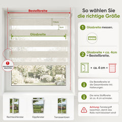 Salcar Doppelrollo Klemmfix Leinenoptik Beige – Duo Rollo ohne Bohren für Fenster, Zebra Rollo mit natürlicher Leinenstruktur und Sichtschutz