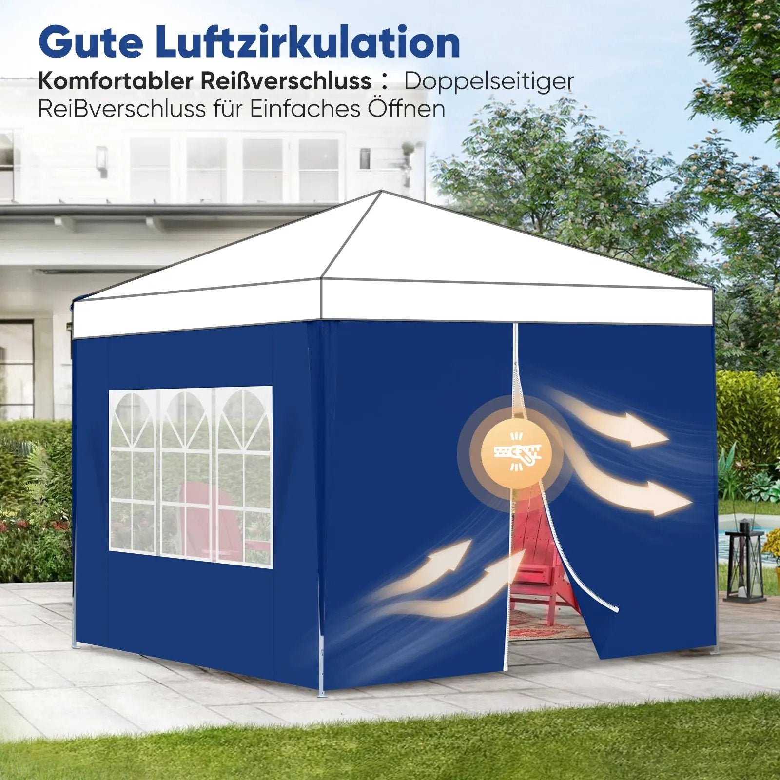 Sekey 3×3m Seitenwand für Pavillon, 2er Set, mit Reißverschlussv und Fenster Sekey