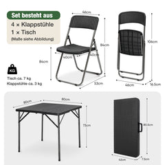 Sekey 5-teilig Gartenmöbel Set, 4 Stühle mit Tisch klappbar