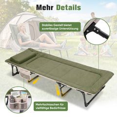 Sekey Faltbett klappbar mit Matratze & Kissen 193x70 cm – verstellbares Campingbett mit 6-fach Rückenlehne, bis 150 kg belastbar, Gästebett für Camping, Garten & Zuhause
