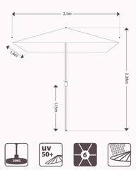 Sekey Sonnenschirm Rechteck 200x300 cm mit Kurbel & Auto-Neigung – stabiler Marktschirm 38 mm Stahlrohr, UV-Schutz, Balkon- & Gartenschirm für Terrasse