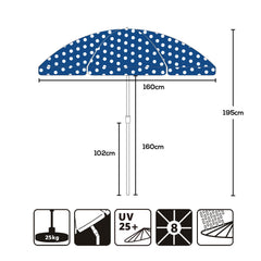 Sekey round parasol Ø160 cm – with carrying bag &amp; ground sleeve, for balcony &amp; beach