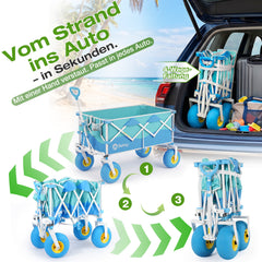Sekey Bollerwagen faltbar mit Luftreifen 23×10 cm – Strand Bollerwagen klappbar bis 200 kg, 200L Transportwagen für Strand, Camping & Familie, 4032