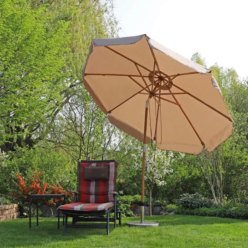 Sekey 300 cm Holz Sonnenschirm mit Volant, Sonnenschutz UV50+ Sekey