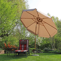Sekey 300 cm Holz Sonnenschirm mit Volant, Sonnenschutz UV50+ Sekey