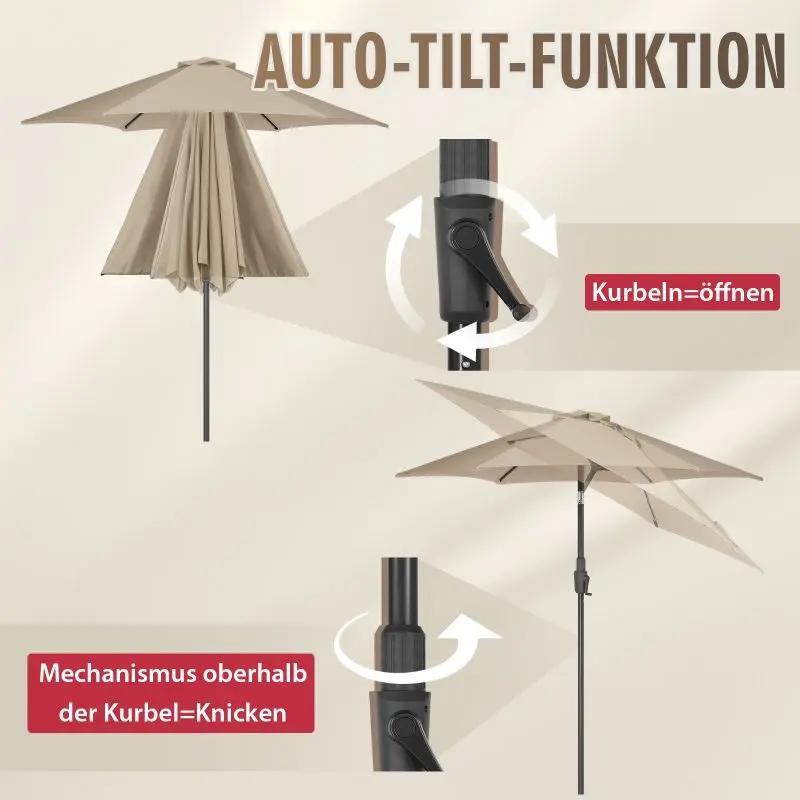 Sekey 220 cm Sonnenschirm mit Kurbel und Auto Kippen, Sonnenschutz UV50+ Sekey