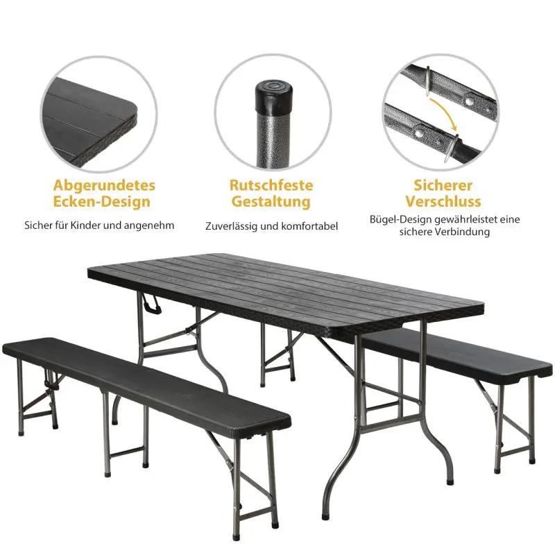 Sekey 3-teilig 180 cm Biertischgarnitur Set, 2 Bierbänke und Biertisch Sekey