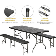 Sekey 3-teilig 180 cm Biertischgarnitur Set, 2 Bierbänke und Biertisch Sekey