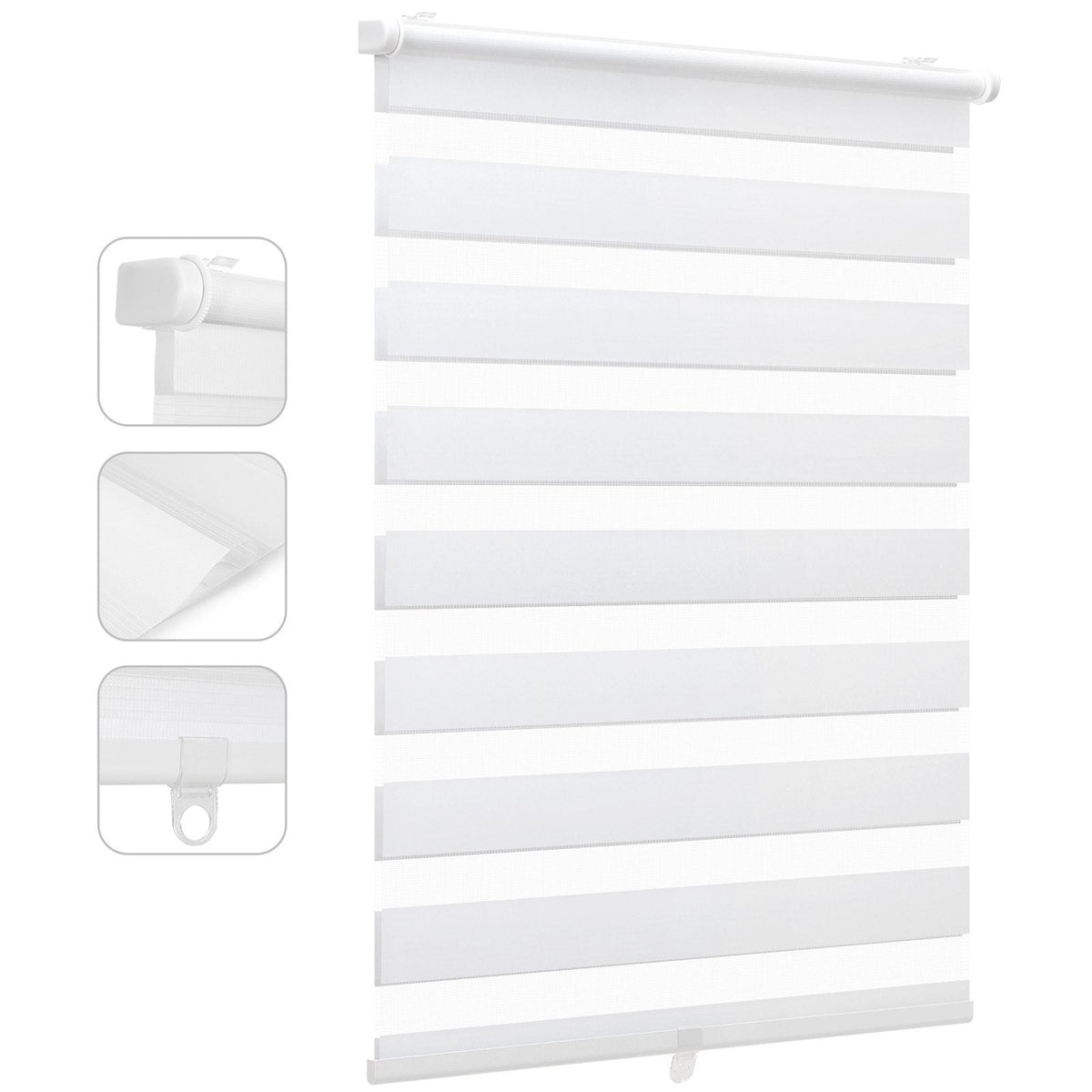 Sekey Schnurloses Doppelrollo Klemmfix - Weiß - Duo Rollo ohne Bohren für Fenster & Türen Sekey