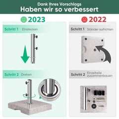 Sekey 25 kg Granit Sonnenschirmständer Eckig, für Schirmstock Ø 22 - 38 mm Sekey