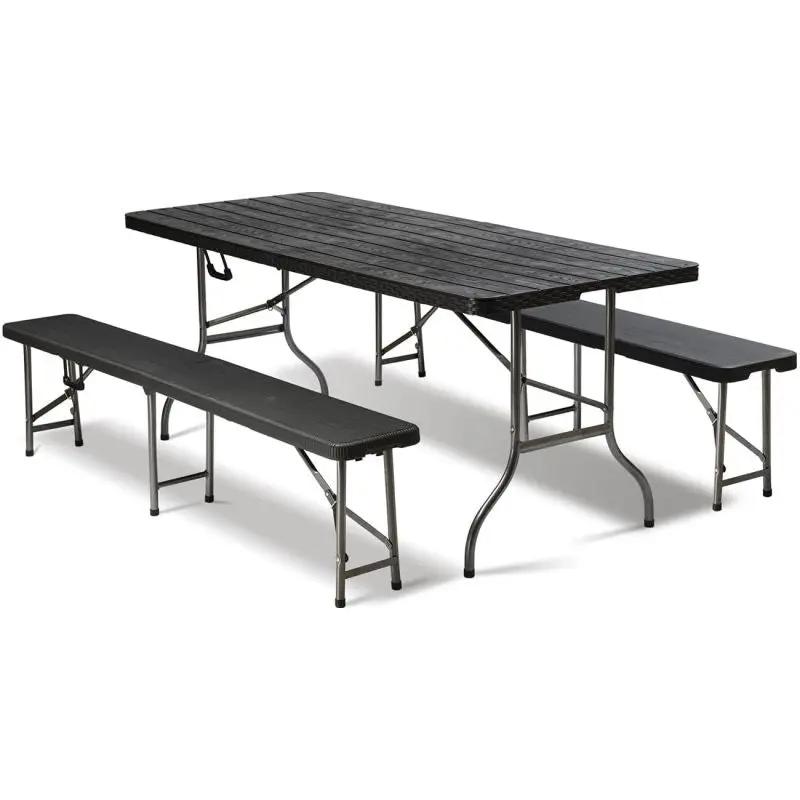 Sekey 3-teilig 180 cm Biertischgarnitur Set, 2 Bierbänke und Biertisch Sekey