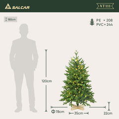 Salcar 180/210cmArtificial Christmas tree, noble fir, with 450/650 LEDs and 1150/1486 PE branches and 472/728 PVC branches 