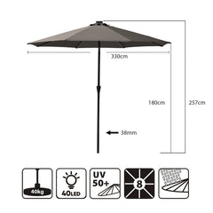 Sonnenschirm 330cm Alu Gartenschirm 8-eckiger Marktschirm mit Kurbel Sekey