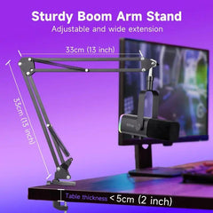 Fifine USB / XLR Dynamisches Mikrofon mit Arm, Stummschalttaste und Kopfhörerbuchse Sekey