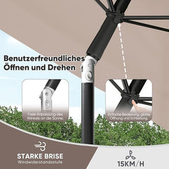 Sekey Rechteckiger Balkon-Sonnenschirm 200x125 cm – UPF50+, 4 Farben (Apfelgrün, Weiß, Dunkelgrau, Beige) + Schutzhülle