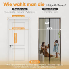 Sekey Fliegengitter Tür, Magnetisch, Reißfest, Ohne Bohren, Lichtdurchlässiger Insektenschutz mit 4 cm Klettband, Wetterfest & Langlebig, Schwarz SEKEYMALL