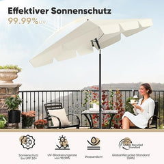 Sekey Rechteckiger Balkon-Sonnenschirm 200x125 cm – UPF50+, 4 Farben (Apfelgrün, Weiß, Dunkelgrau, Beige) + Schutzhülle