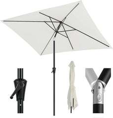 Sekey Aluminium Sonnenschirm Rechteck mit Kurbel & Knickfunktion – UV50+ Gartenschirm 38 mm Stange, 12x18 mm Streben für Balkon, Terrasse & Garten