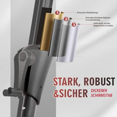 Sekey Doppelsonnenschirm 160 × 300 cm – Großer Sonnenschirm mit Kurbel & Knickfunktion, UV50+ Marktschirm, windstabil, Weiß / Grau