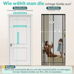 Sekey Magnet Fliegengitter für Balkontür – Zuschneidbar, Insektenschutz ohne Bohren, mit 4 cm Klettband & Doppelnähten, Schwarz – Ideal für Balkon, Terrasse & Schlafzimmer Sekey