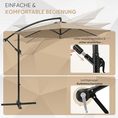 Sekey 300 cm cantilever umbrella, sun protection UV50+
