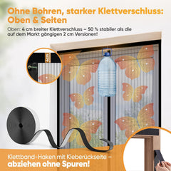 Sekey Fliegengitter Balkontür – Magnetischer Insektenschutz ohne Bohren, reißfest & wetterfest, lichtdurchlässig, mit extra starken Magneten & 4 cm Klettband – Schwarz