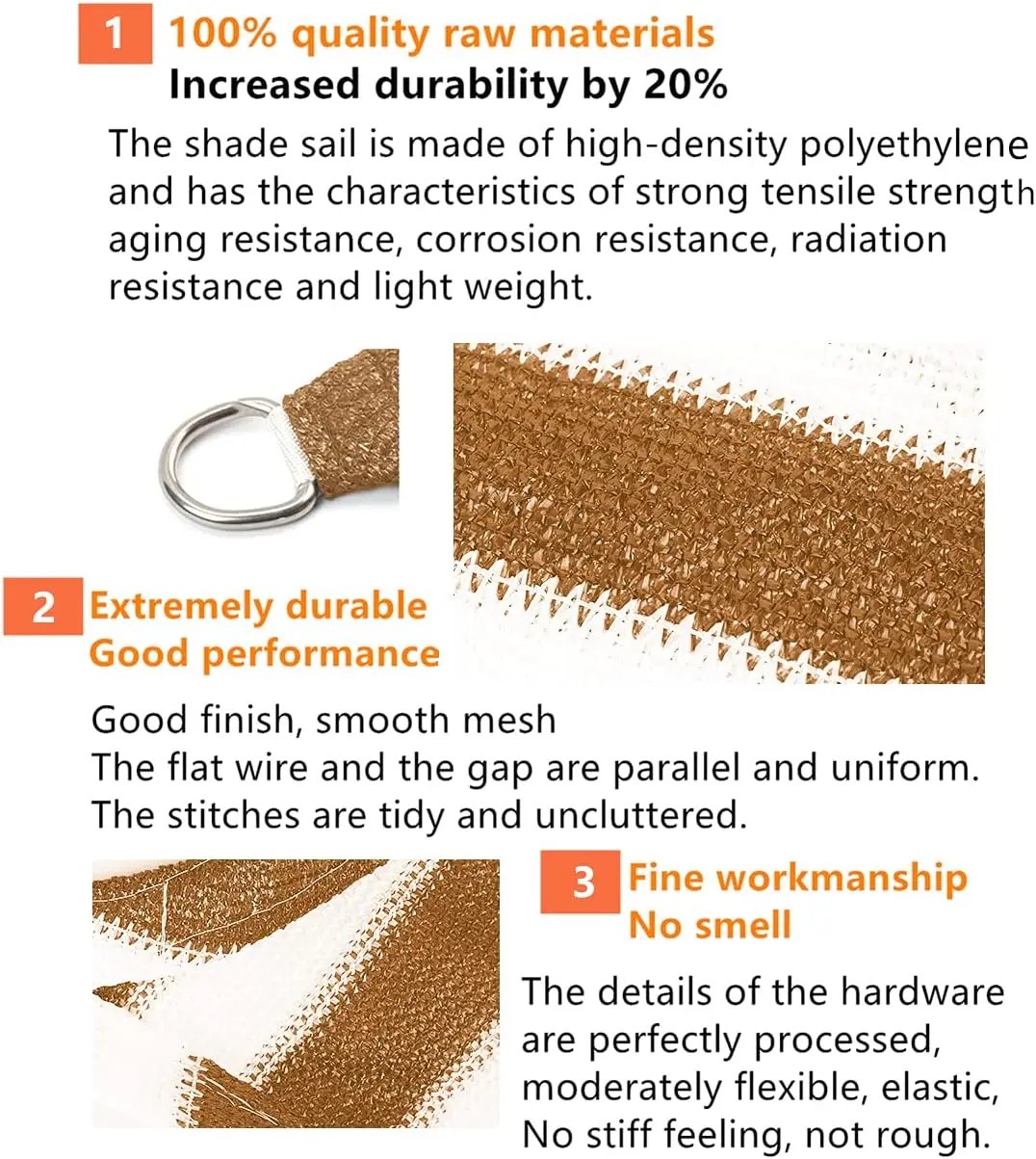Sekey Sonnensegel HDPE Sonnenschutzsegel mit Seilen Sekey