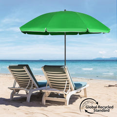 Sekey Sonnenschirm Ø180 cm mit UPF50+ – windstabiler Strand- & Balkonschirm mit Neigefunktion, wasserdicht, inkl. Schutzhülle, GRS-recycelter Bezug