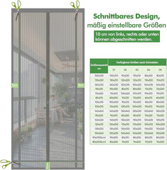 Sekey Fliegengitter Tür, Zuschneidbar & Selbstklebend, Magnetverschluss ohne Bohren, Insektenschutz für Balkon-, Terrassen- & Zimmertüren, Grau Sekey