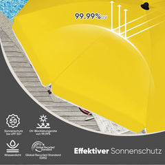Sekey Sonnenschirm Ø180 cm mit UPF50+ – windstabiler Strand- & Balkonschirm mit Neigefunktion, wasserdicht, inkl. Schutzhülle, GRS-recycelter Bezug