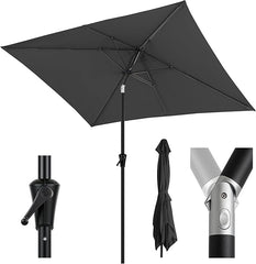 Sekey Aluminium Sonnenschirm Rechteck mit Kurbel & Knickfunktion – UV50+ Gartenschirm 38 mm Stange, 12x18 mm Streben für Balkon, Terrasse & Garten