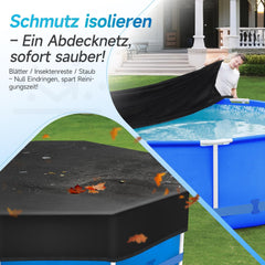 Sekey Poolabdeckung rund, passend für Stahlrahmenpools, reißfest und winddicht, mit verstellbaren Schnallen und Klettverschluss, schwarz Sekey