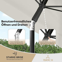 Sekey Rechteckiger Balkon-Sonnenschirm 200x125 cm – UPF50+, 4 Farben (Apfelgrün, Weiß, Dunkelgrau, Beige) + Schutzhülle