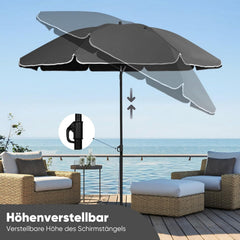 Sekey Sonnenschirm Ø160 cm rund – Strand- & Balkonschirm mit Neigungswinkel & Höhenverstellung, inkl. Schutzhülle, 140 g/m² Polyester, für Garten, Terrasse & Strand
