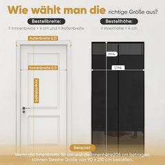 Sekey Fliegengitter Balkontür Magnet, Insektenschutz mit Privatsphäre, Klettverschluss-Montage, Bohrenfrei, Passend für Holz-, Eisen- & Aluminiumtüren, Schwarz Sekey