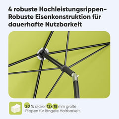 Sekey Rechteckiger Balkon-Sonnenschirm 200x125 cm – UPF50+, 4 Farben (Apfelgrün, Weiß, Dunkelgrau, Beige) + Schutzhülle
