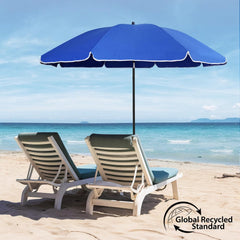 Sekey Sonnenschirm Ø180 cm mit UPF50+ – windstabiler Strand- & Balkonschirm mit Neigefunktion, wasserdicht, inkl. Schutzhülle, GRS-recycelter Bezug