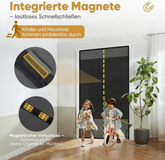 Sekey Fliegengitter Balkontür Magnet, Insektenschutz mit Privatsphäre, Klettverschluss-Montage, Bohrenfrei, Passend für Holz-, Eisen- & Aluminiumtüren, Schwarz Sekey