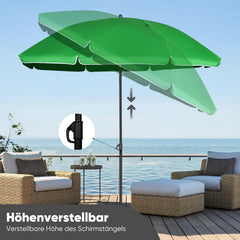 Sekey Sonnenschirm Ø180 cm mit UPF50+ – windstabiler Strand- & Balkonschirm mit Neigefunktion, wasserdicht, inkl. Schutzhülle, GRS-recycelter Bezug