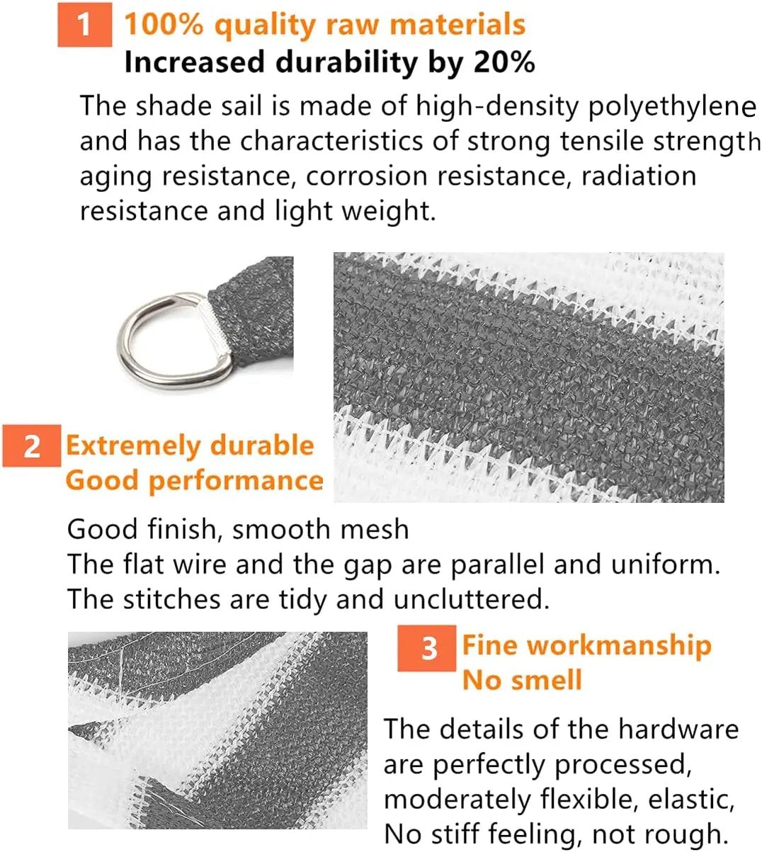 Sekey Sonnensegel HDPE Sonnenschutzsegel mit Seilen Sekey