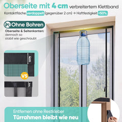 Sekey Magnet Fliegengitter für Balkontür – Zuschneidbar, Insektenschutz ohne Bohren, mit 4 cm Klettband & Doppelnähten, Schwarz – Ideal für Balkon, Terrasse & Schlafzimmer Sekey