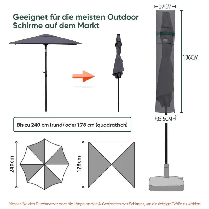 Sekey 136 x 27/35,5 cm Schutzhülle für 200 cm Sonnenschirm, aus Polyester-Gewebe Sekey