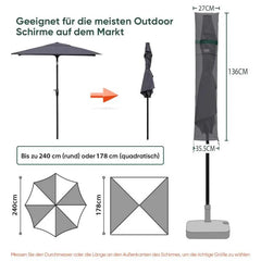 Sekey 136 x 27/35,5 cm Schutzhülle für 200 cm Sonnenschirm, aus Polyester-Gewebe Sekey