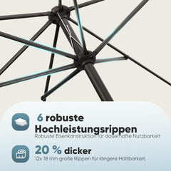 Salcar Sonnenschirm Ø 2,7 m – Kurbelschirm mit Knickgelenk, UPF 50+, UV-Schutz & wasserabweisend, GRS-zertifiziertes Polyester, für Garten, Terrasse & Balkon Sekey