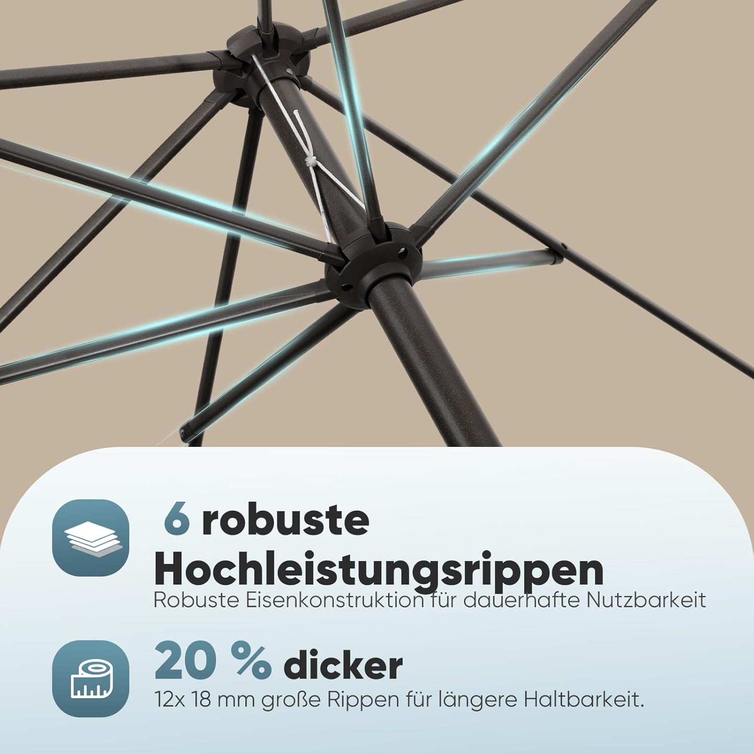 Salcar Sonnenschirm Ø 2,7 m – Kurbelschirm mit Knickgelenk, UPF 50+, UV-Schutz & wasserabweisend, GRS-zertifiziertes Polyester, für Garten, Terrasse & Balkon Sekey