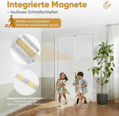 Sekey Fliegengitter Balkontür Magnet, Insektenschutz, Zentraler Privatschutzbereich, Klettverschluss-Montage, Ohne Bohren, Für Holz-, Eisen- und Aluminiumtüren, Weiß Sekey