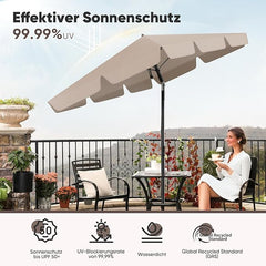 Sekey Rechteckiger Balkon-Sonnenschirm 200x125 cm – UPF50+, 4 Farben (Apfelgrün, Weiß, Dunkelgrau, Beige) + Schutzhülle